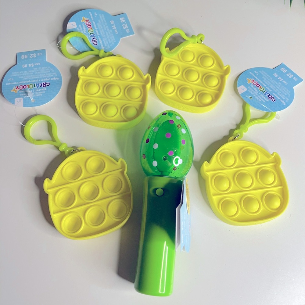 Fidget Toys -Light up wand and 4 pop it keychains, Easter Basket Fillers